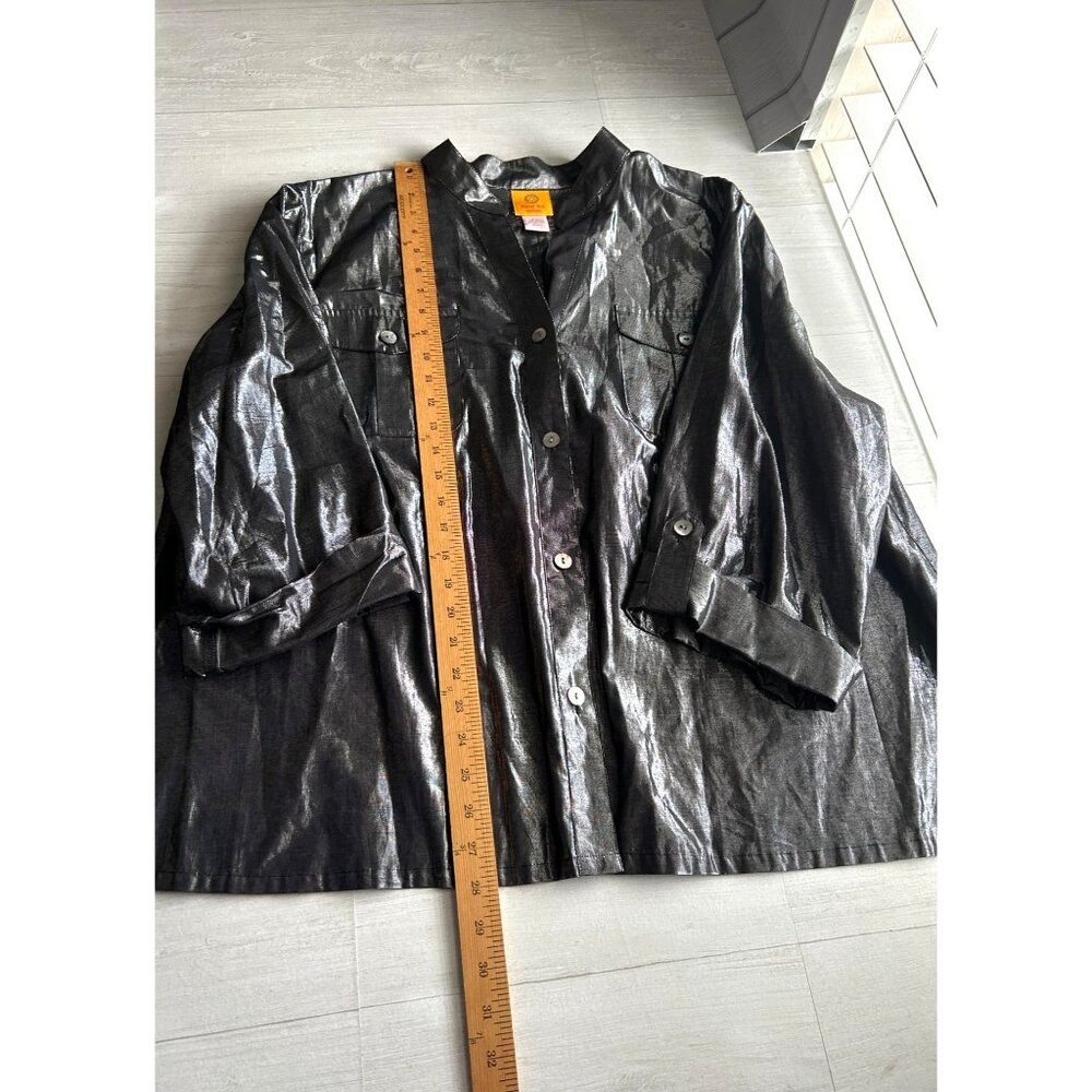 Ruby Rd. Metallic Button-Down Shirt For Women 3x … - image 6